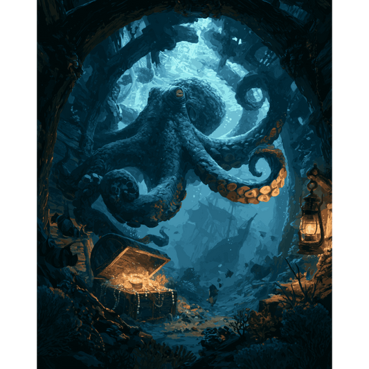 Glowing Blue Octopus | Paint by Number - Paint by numbers