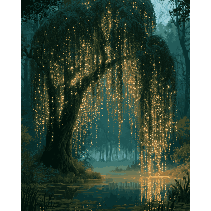 Glowing Willow Tree | Paint by Number - Paint by numbers