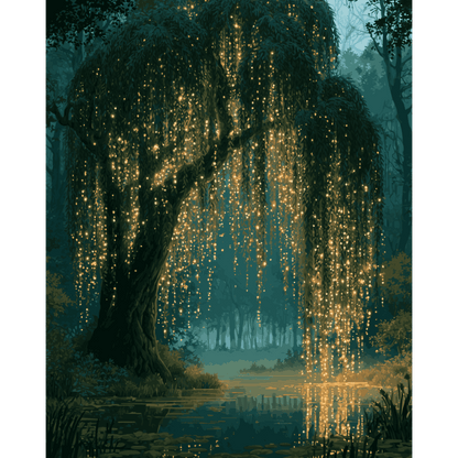 Glowing Willow Tree | Paint by Number - Paint by numbers