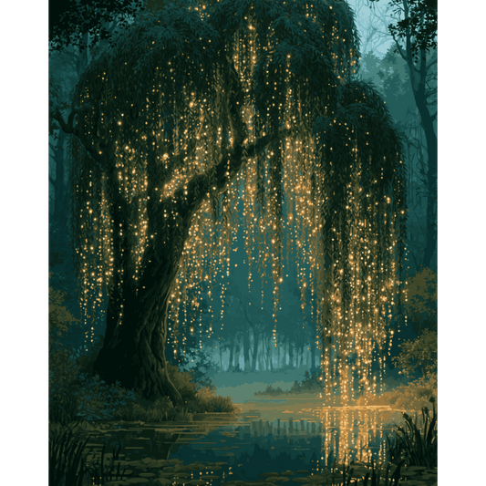 Glowing Willow Tree | Paint by Number - Paint by numbers