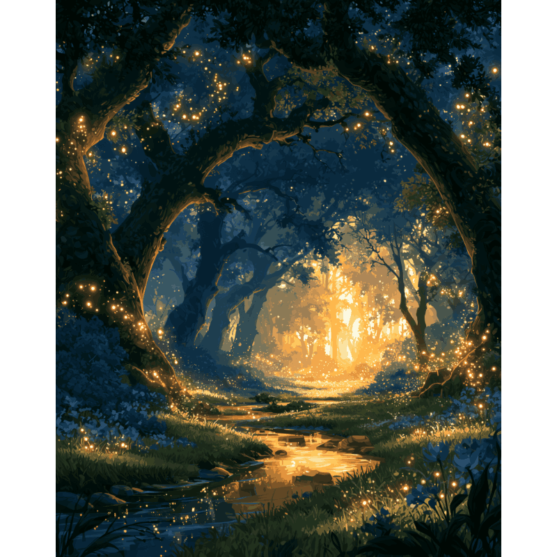 Golden Forest Path | Paint by Number - Paint by numbers