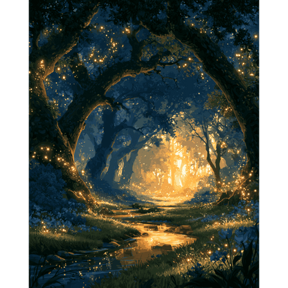 Golden Forest Path | Paint by Number - Paint by numbers