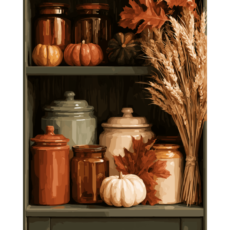 Harvest Jar Shelf | Paint by Number - Paint by numbers