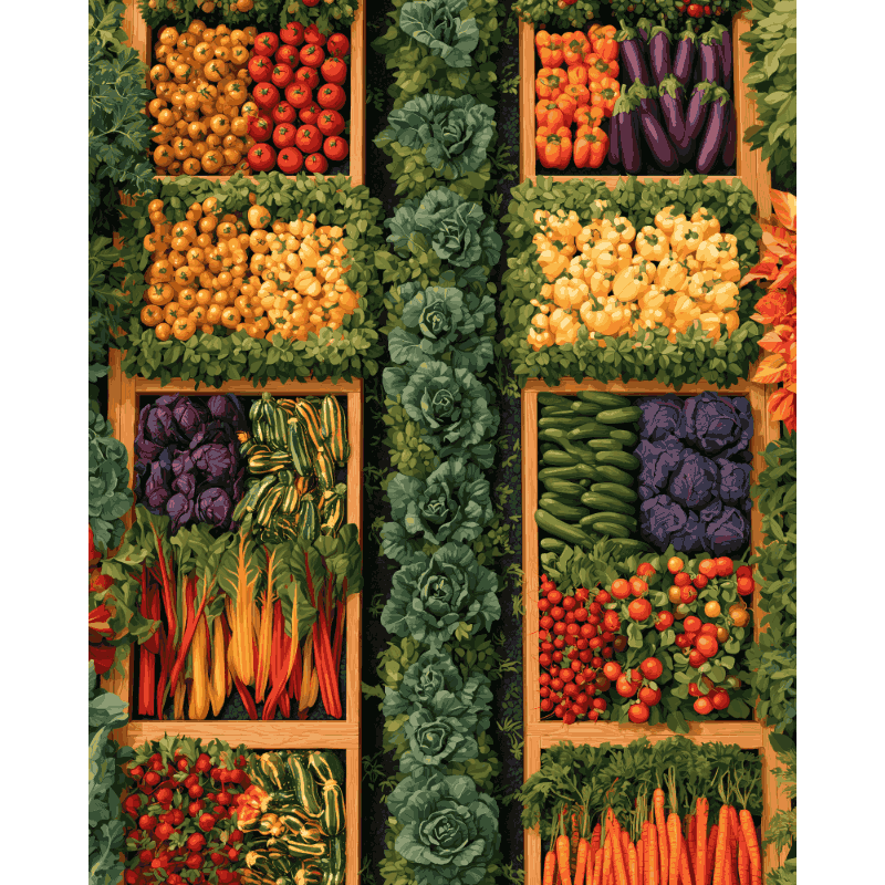Market Vegetable Crates | Paint by Number - Paint by numbers