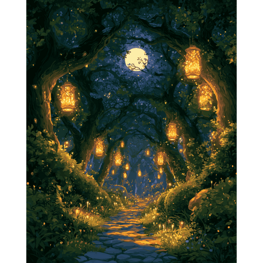 Moonlit Lantern Path | Paint by Number - Paint by numbers