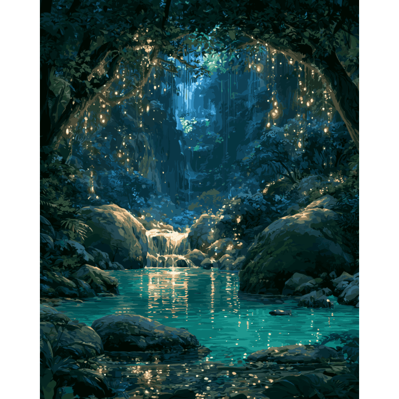 Mystic Forest Pool | Paint by Number - Paint by numbers