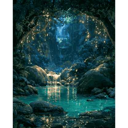 Mystic Forest Pool | Paint by Number - Paint by numbers