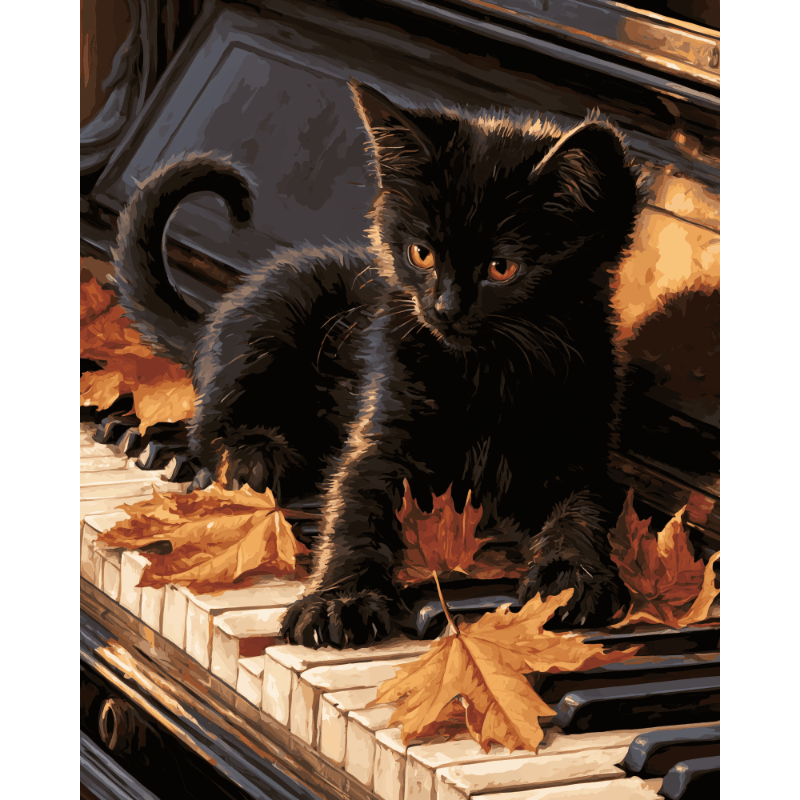 Piano Kitten | Paint by Number - Paint by numbers