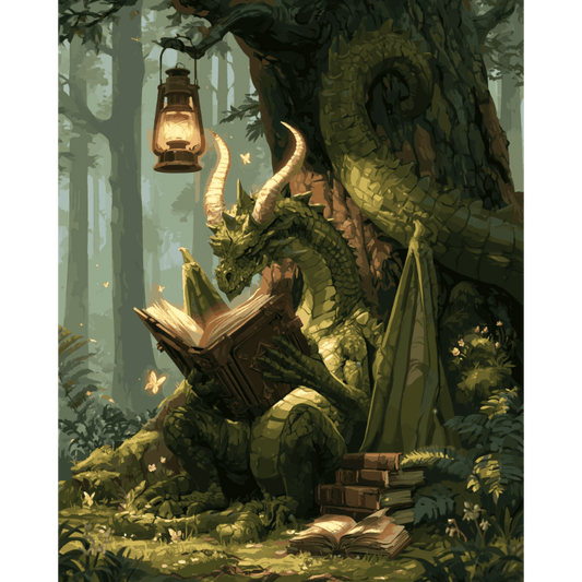 Reading Dragon in the Woods | Paint by Number - Paint by numbers