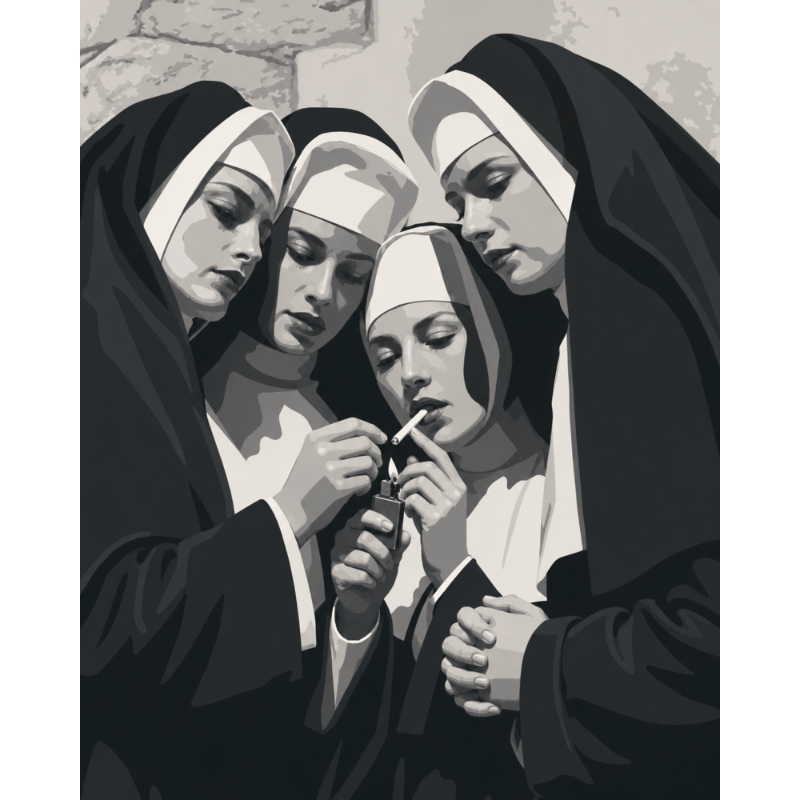Sisters in Black & White | Paint by Number - Paint by numbers