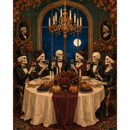 Skeleton Dinner Party | Paint by Number - Paint by numbers