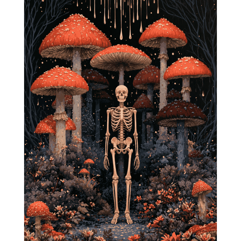 Skeleton Mushroom Forest | Paint by Number - Paint by numbers