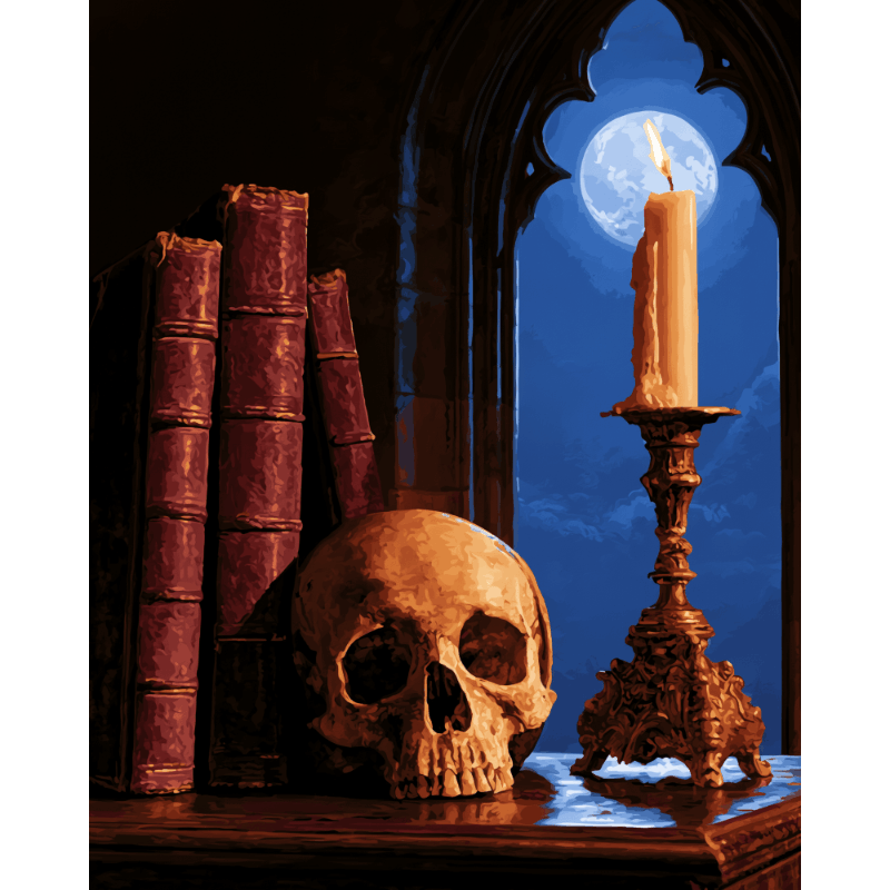 Skull & Candlelight | Paint by Number - Paint by numbers