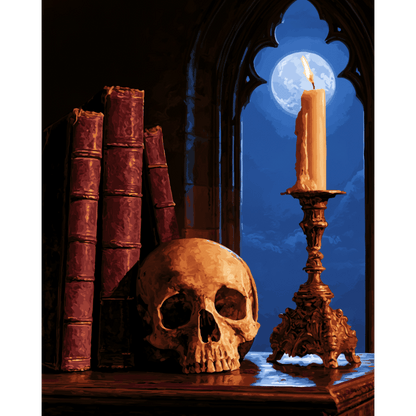 Skull & Candlelight | Paint by Number - Paint by numbers