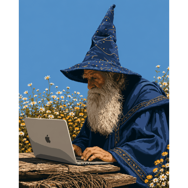 Wizard on His Laptop | Paint by Number - Paint by numbers