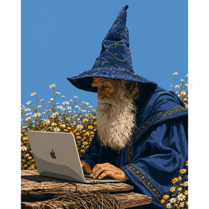Wizard on His Laptop | Paint by Number - Paint by numbers