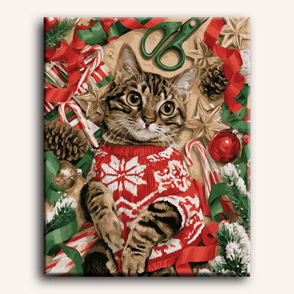 Christmas Sweater Cat | Paint by Number