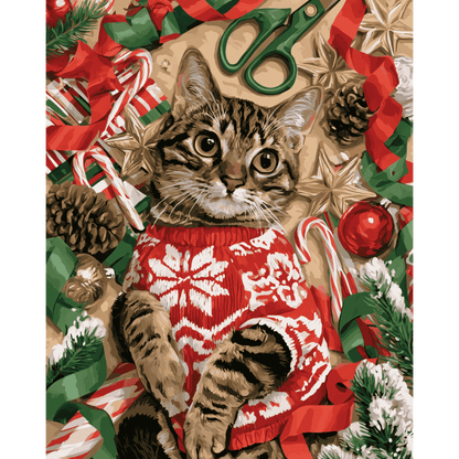 Christmas Sweater Cat | Paint by Number