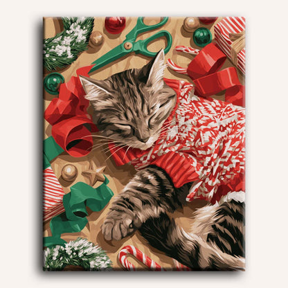 Cozy Christmas Kitten | Paint by Number