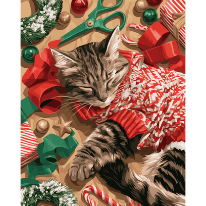 Cozy Christmas Kitten | Paint by Number