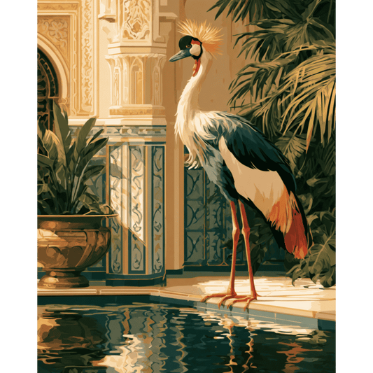 Crested Crane Pool | Paint by Number