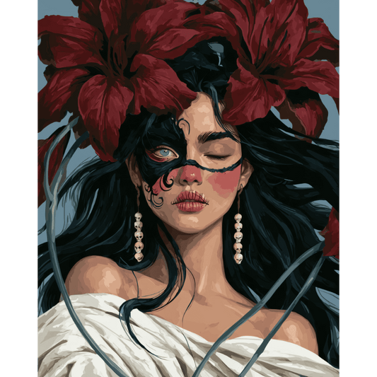 Dark Flower Woman | Paint by Number