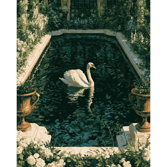Garden Swan Pool | Paint by Number