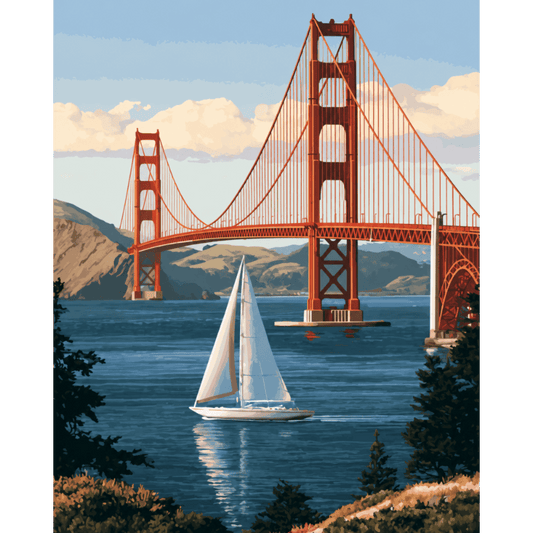 Golden Gate Sailboat | Paint by Number