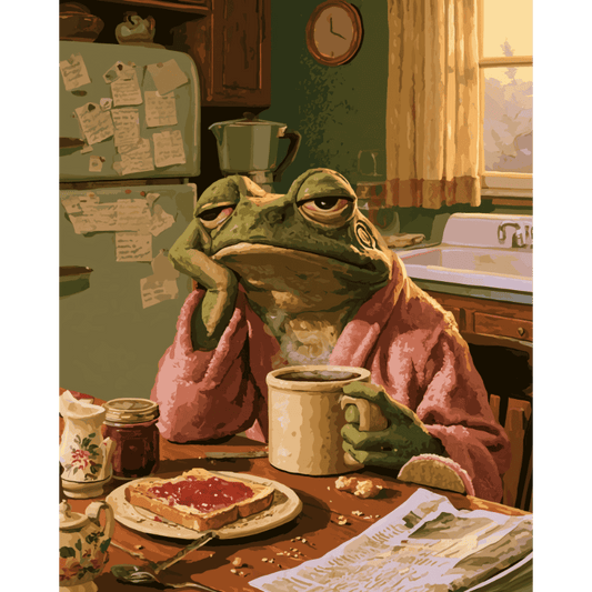 Grumpy Morning Frog | Paint by Number