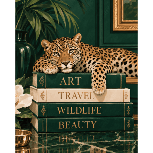 Leopard on Books | Paint by Number