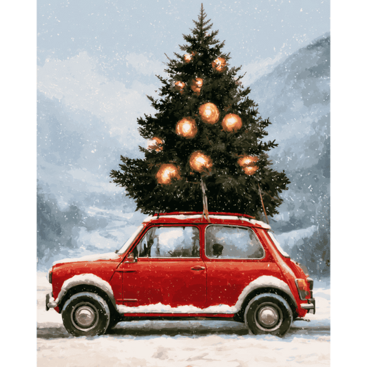 Little Red Christmas Car | Paint by Number