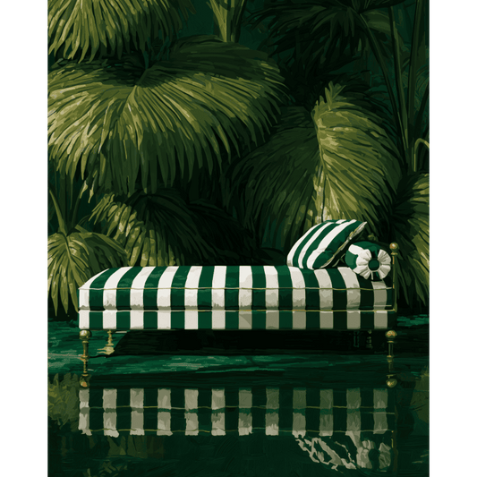 Poolside Striped Bench | Paint by Number