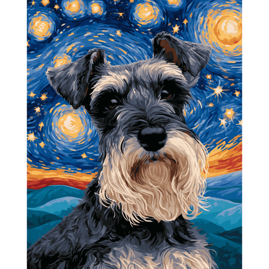 Starry Night Schnauzer | Paint by Number