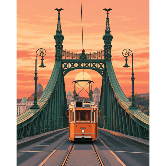 Sunset Trolley Bridge | Paint by Number