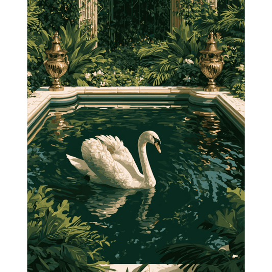 Swan in the Green Pool | Paint by Number