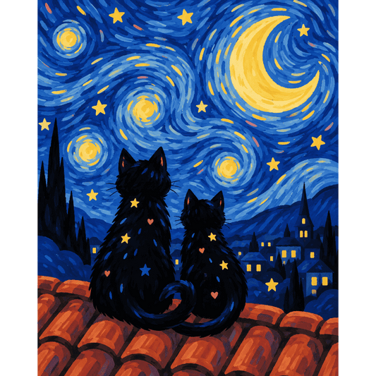 Moonlight on the Rooftops | Paint by Number