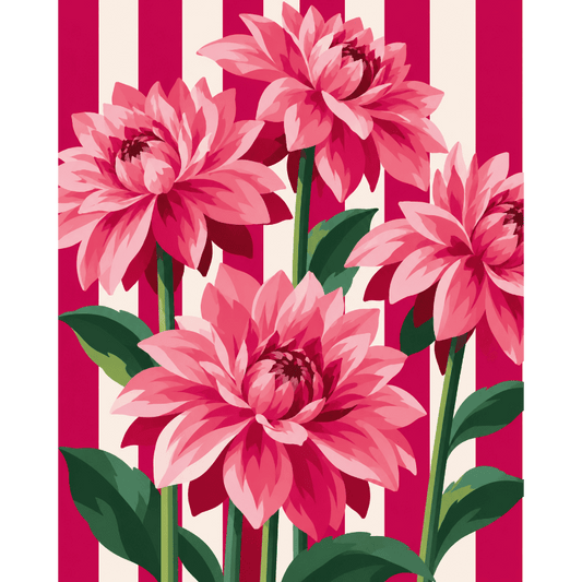 Dahlias in Stripes | Paint by Number