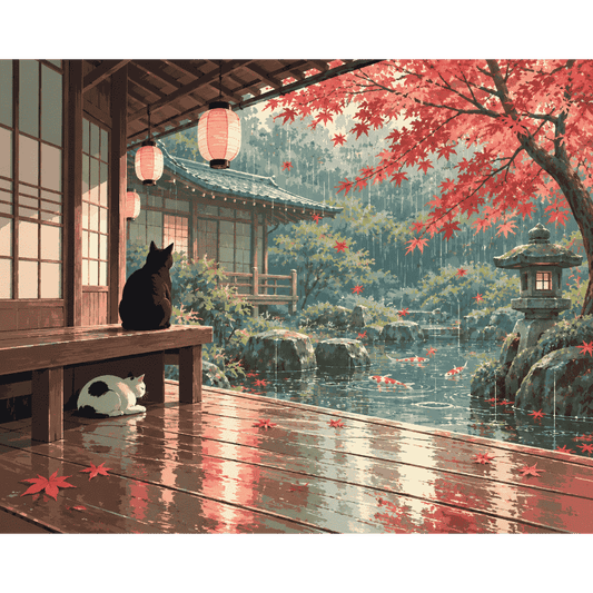 Lanterns in the Rain | Paint by Number