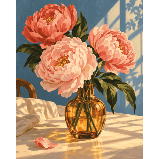 Peonies in Amber | Paint by Number