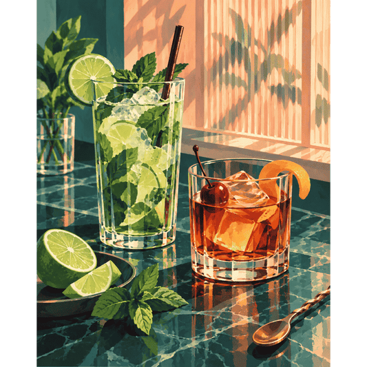 Mint And Amber Evening | Paint by Number