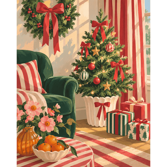 The Striped Christmas Parlor | Paint by Number