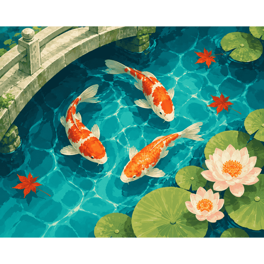 Koi Beneath the Bridge | Paint by Number