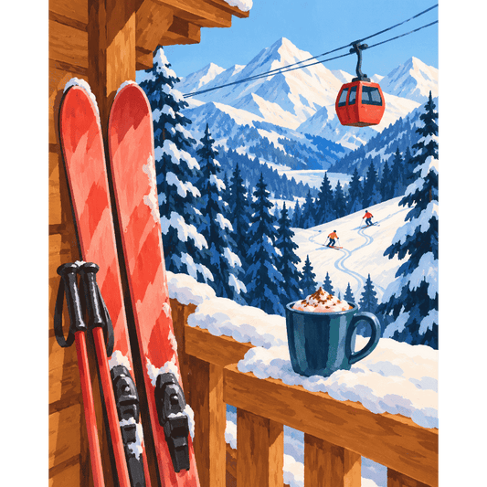 Chalet Balcony View | Paint by Number