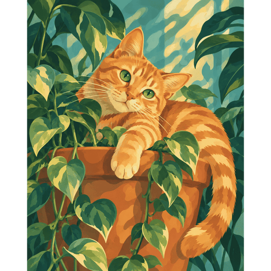 Potted Tabby | Paint by Number