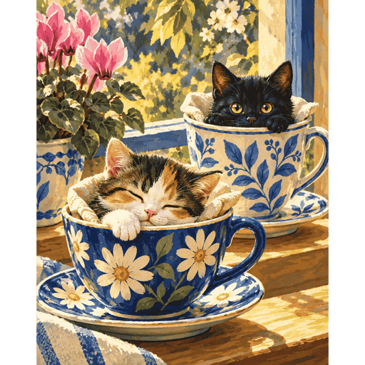 Kittens in Teacups | Paint by Number