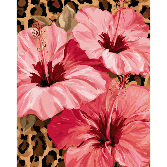 Hibiscus on Leopard | Paint by Number