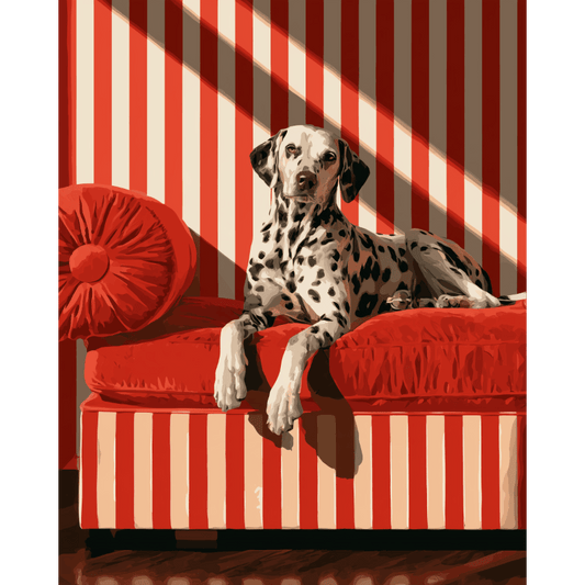Dalmatian on Stripes | Paint by Number