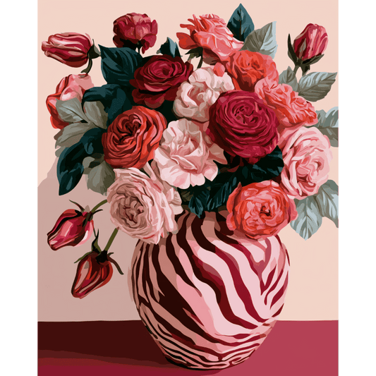 Roses in Zebra Stripes | Paint by Number