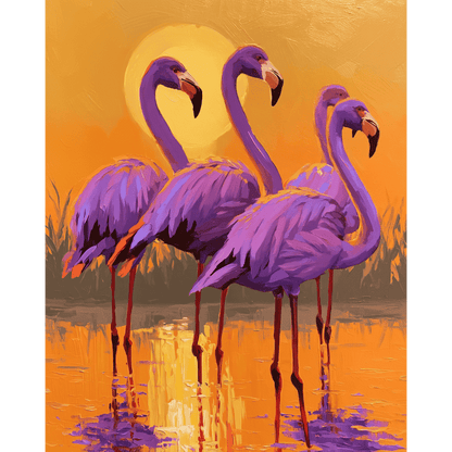 Violet Flamingo Dusk | Paint by Number