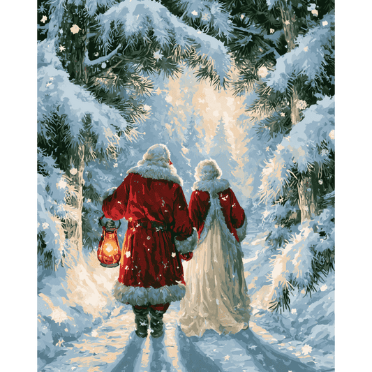Santa's Snowy Stroll | Paint by Number